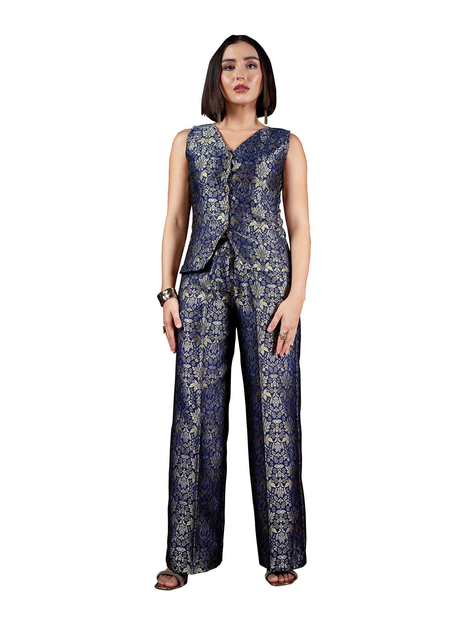 purvaja Women's Sleeveless Shirt Pant Printed Co-Ords Set-picture-13