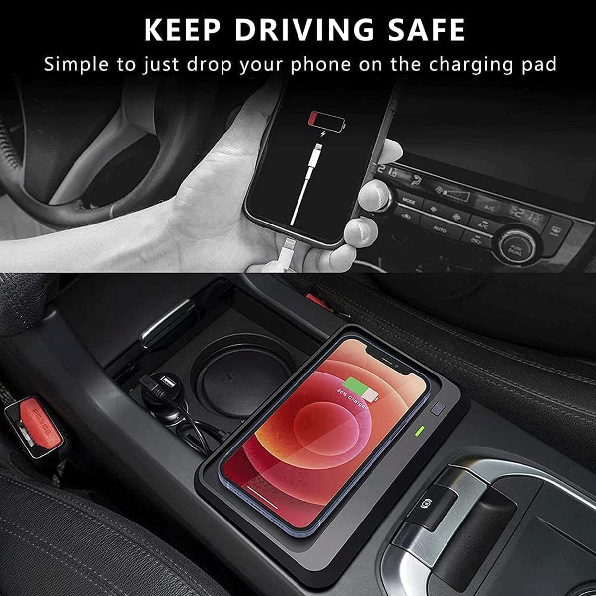 mobile phone charging boardfor discovery sport 2015 2019 wireless car charger center console accessory panel 10w qi fast charging phone charger pad