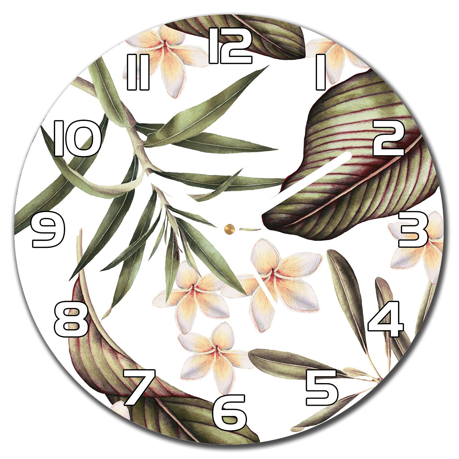 Horloge murale en verre de sécurité au design moderne végétal