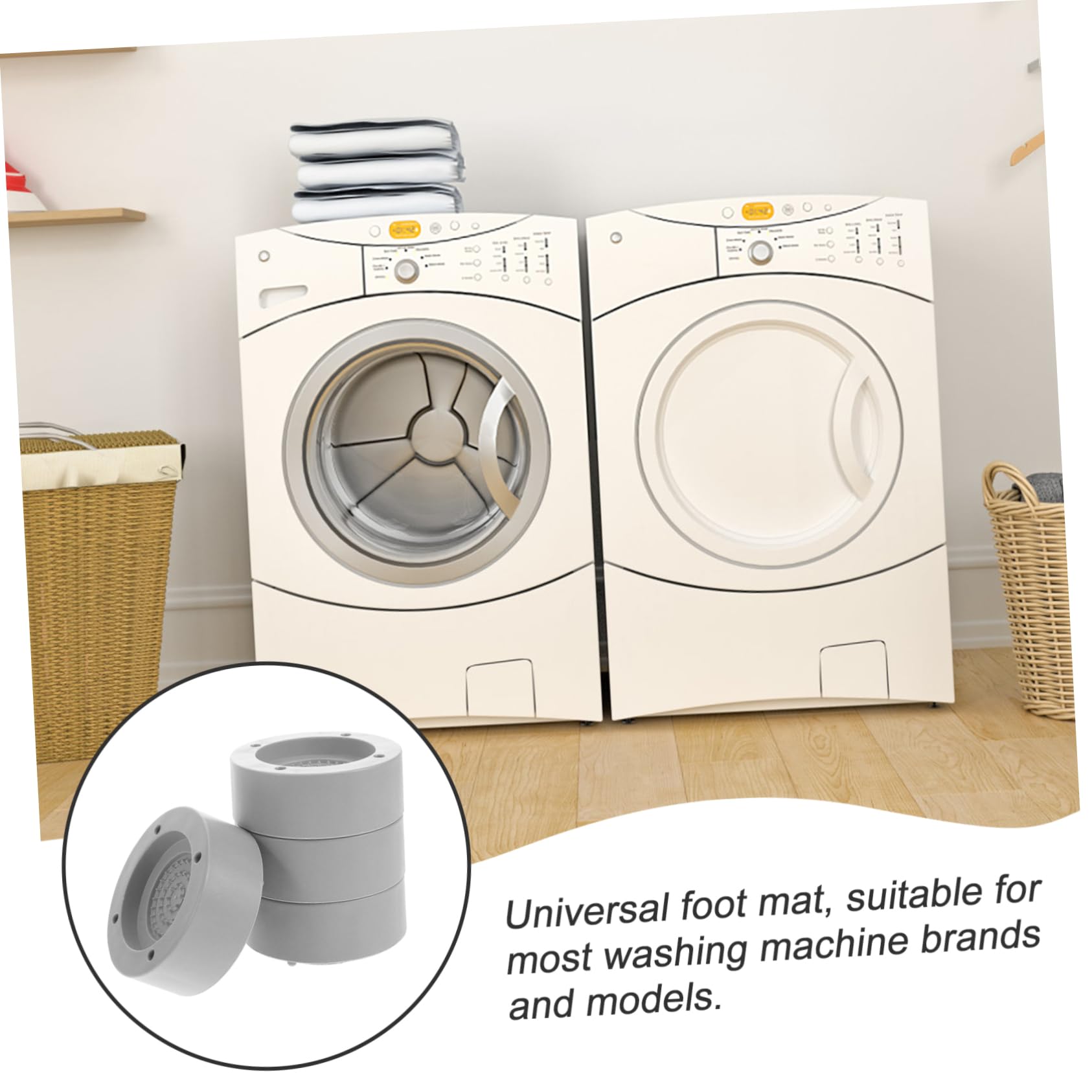WOONEKY Washing Machine Foot Pads Drum Washing Machine Support Feet Anti-Vibration Pads for Washer Grey 4 Pack