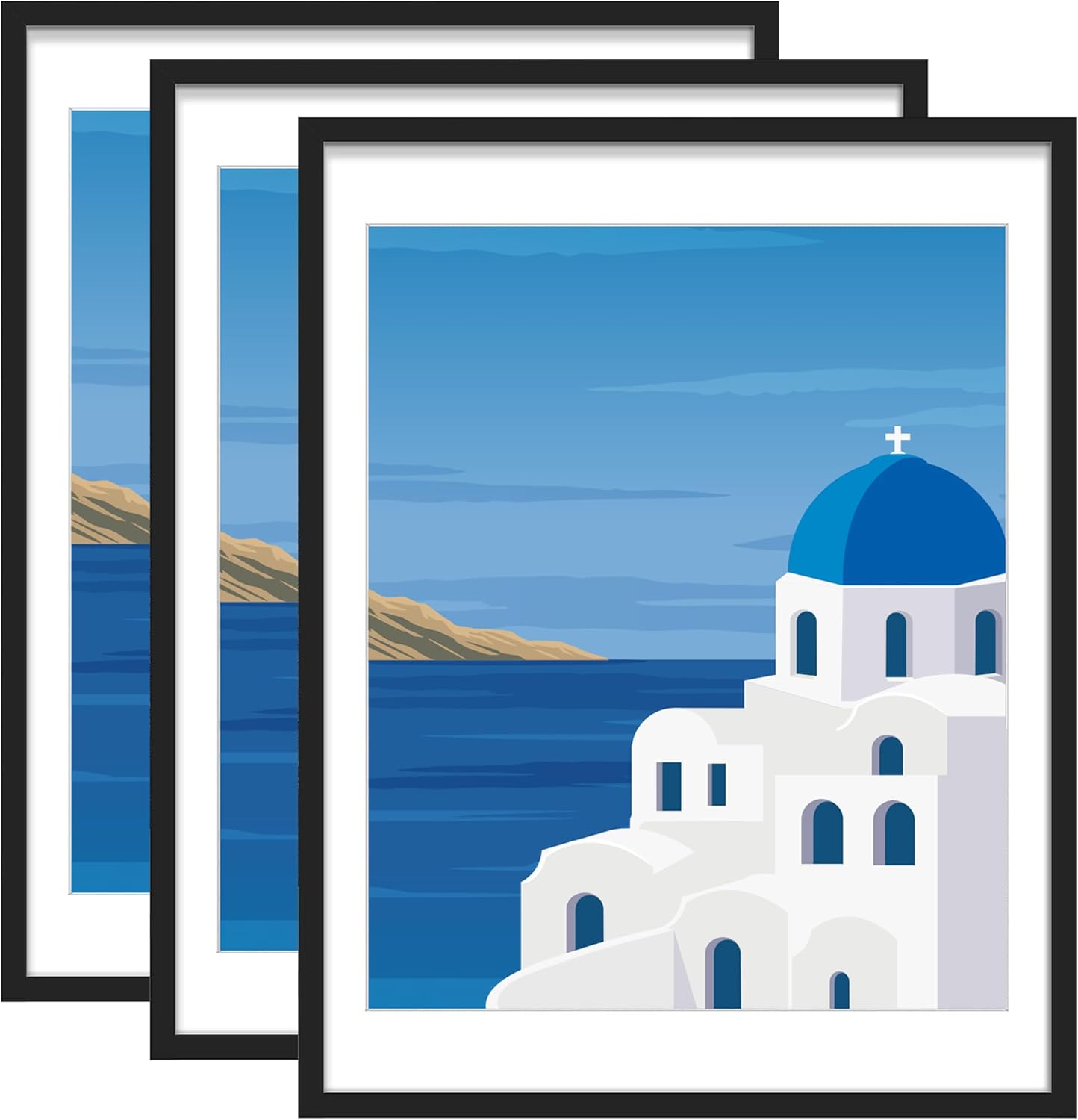 AUYRE Poster Frame 18x24 Set of 3, Wood Black Picture Frame, 18 x 24 Poster Frame