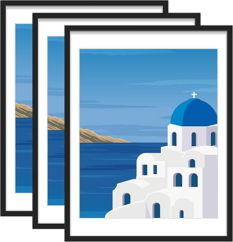 AUYRE Juego de 3 marcos para póster de 18 x 24 pulgadas, color negro madera, marco para póster de 18 x 24 pulgadas, para galería de fotos, paquete