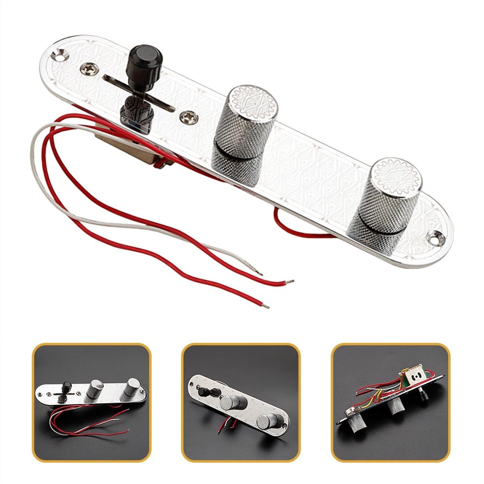 Wiązka przewodów do gitary elektrycznej, 1 zestaw, srebrna uprząż gitarowa, płyta sterująca z konwerterem, wiązka przewodów gitarowych, narzędzia zastępcze, gitara