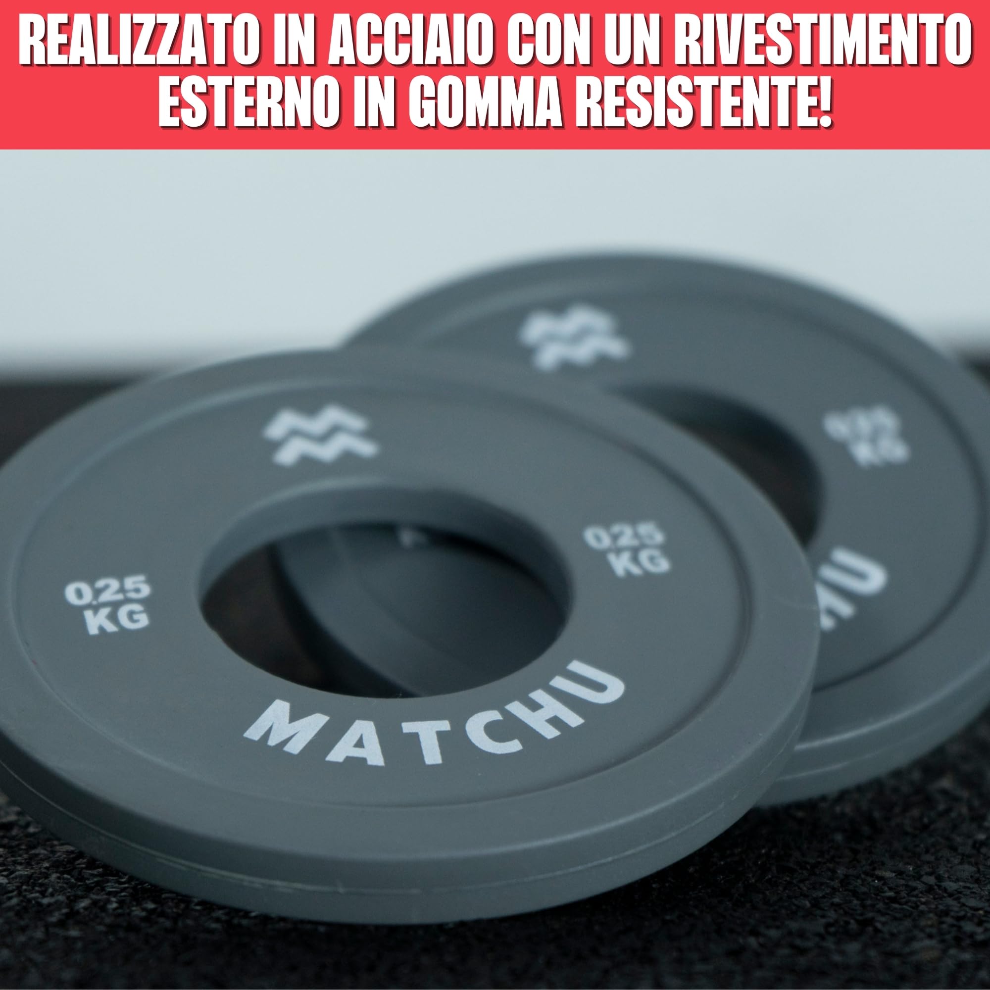 MATCHU - Mini dischi manubri - (2X) 0,25-2,5 KG - Diametro anello centrale 50mm - Grigio - Set di 2 pezzi - Dischi per manubri - Paraurti - Dischi di peso