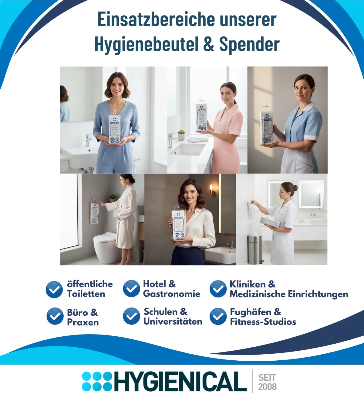 1000 Hygienebeutel aus Papier für Damenhygiene, Hygienetüten für Tampons & Binden, 12 x 4 x 28 cm, hygienisch & geruchssicher, Papier-Hygienebeutel