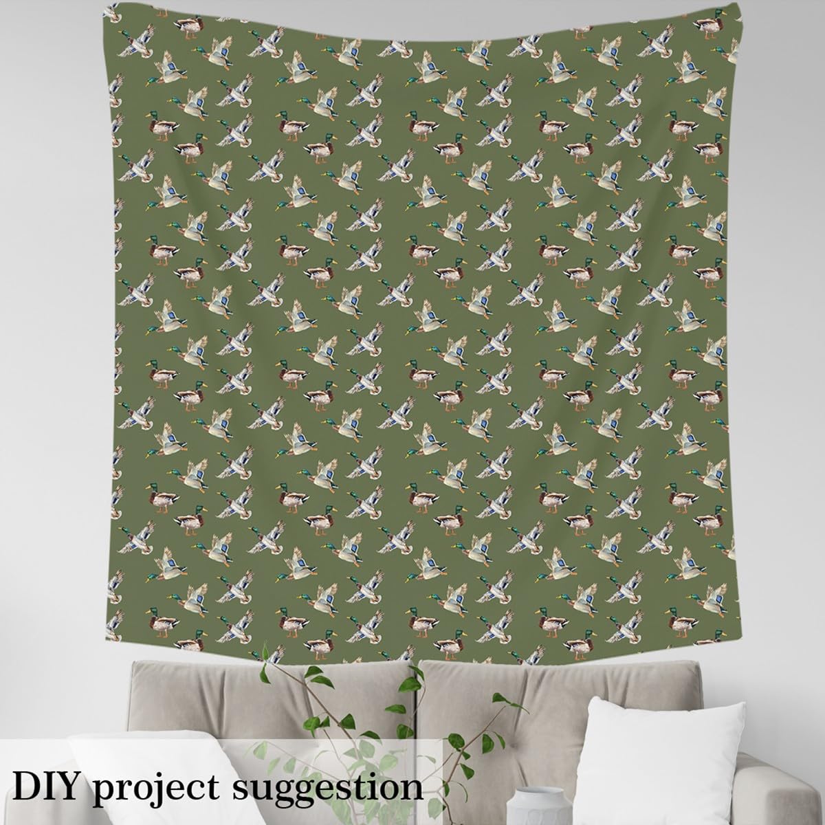 Homemissing Cute Mallard Duck Outdoor Tessuti Selvaggio Duck Caccia Decorativo Tessuto Impermeabile Adolescenti Caccia e Pesca 3D Animale selvatico per la sedias Verde 460x150cm