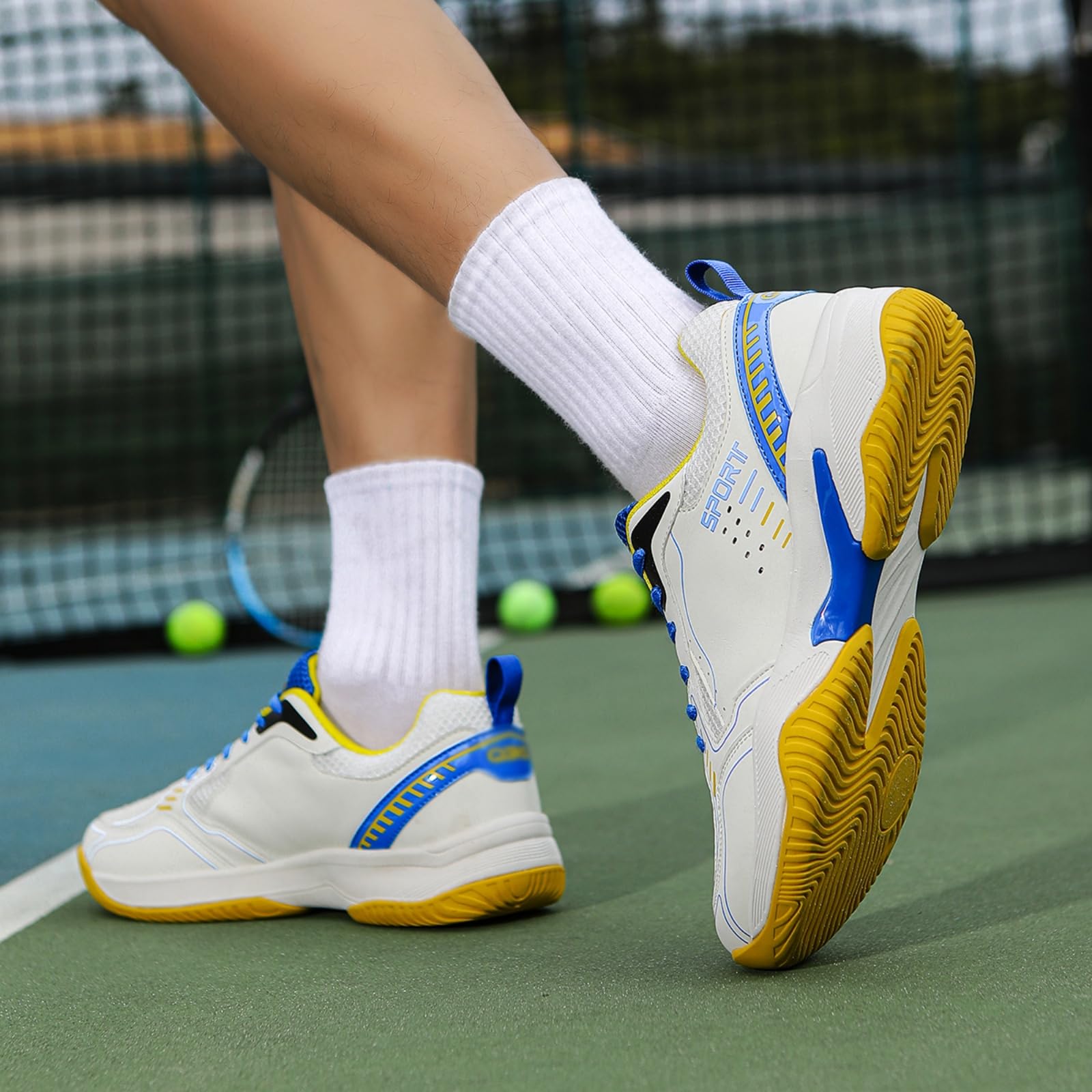 JiuQing Męskie buty do badmintona lekkie oddychające antypoślizgowe sportowe buty do tenisa pickleballa i innych sportów rakietowych