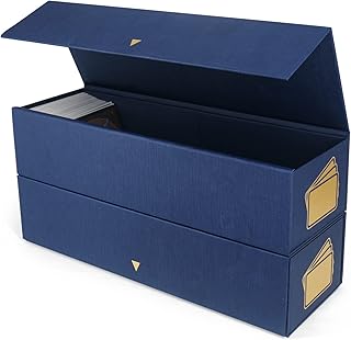 UAONO Trading Card Storage Box, Baseball Card Storage Box Holds 800+ Unsleeved Cards, 2PCS Sports Card Box for Football Basketball, Playing Card Case (Blue)