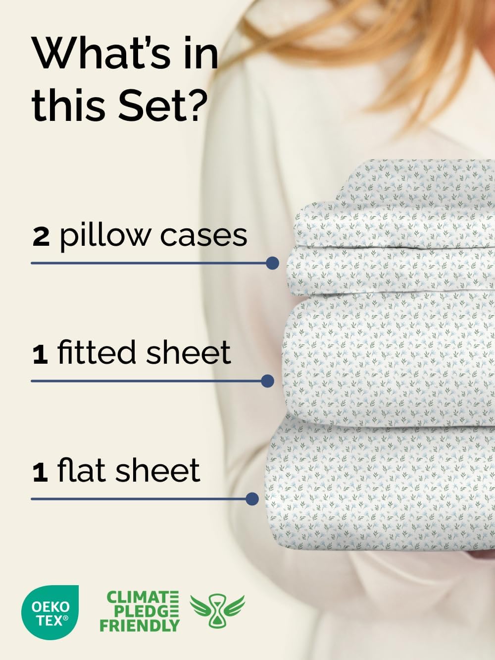 Floral Sheets - Flower Print Bed Sheet Set - 1 Flat, 1 Fitted & 2 Pillowcases w/ Deep Pockets - Comfy, Cozy, Wrinkle & Fade Free - Boho Botanical Bedding - Soft, Breathable & Cooling - King Size Set - Image 3