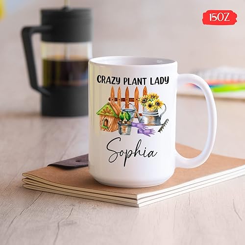 Miniatura 5 de Crazy Plant Lady - Taza de café personalizada para jardineros, regalos para jardineros, taza personalizada para amantes de las plantas, taza de