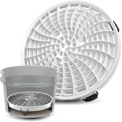 DETAIL GUARDZ Dirt Lock Car Wash Insert – Bucket Filter for 3–8 Gallon Round Pails – Traps Debris, Prevents Swirl Marks – Self-Locking Rubber Grips, Venturi Flow, Cleaning Tool (White)