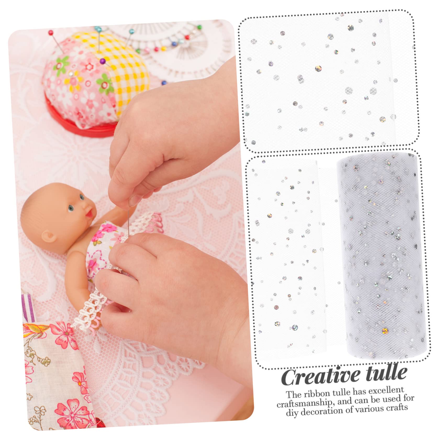 SEWACC 5rouleaux Roll De Tulle Pailleté Sequins Pour Jupe Tutu Yards De Tissu Décoratif Pour Mariage Anniversaire Et