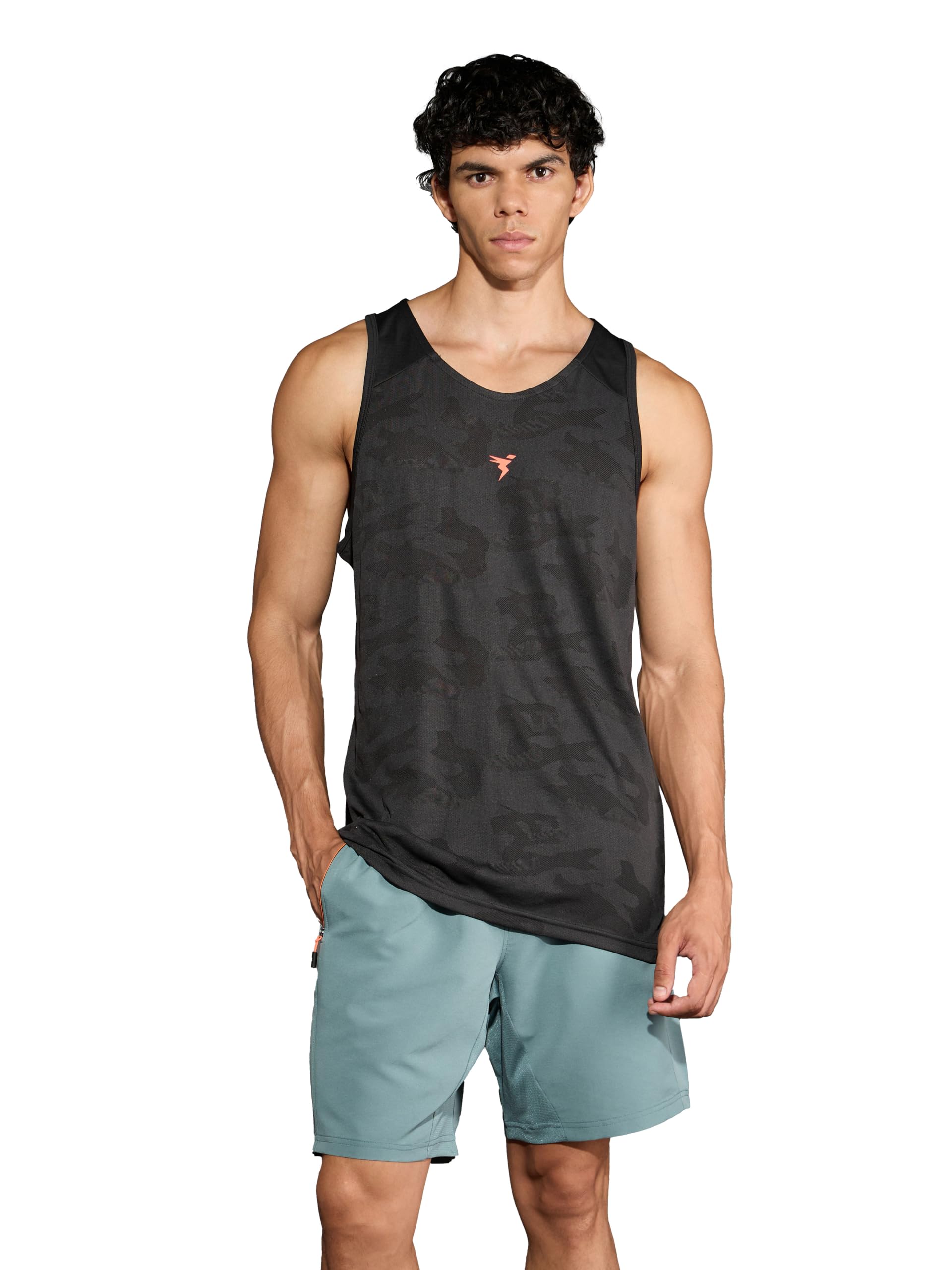 technosport Men's Slim Fit Jacquard Innerwear Vest with Ventmesh for Running, Gym & Sports-picture-31