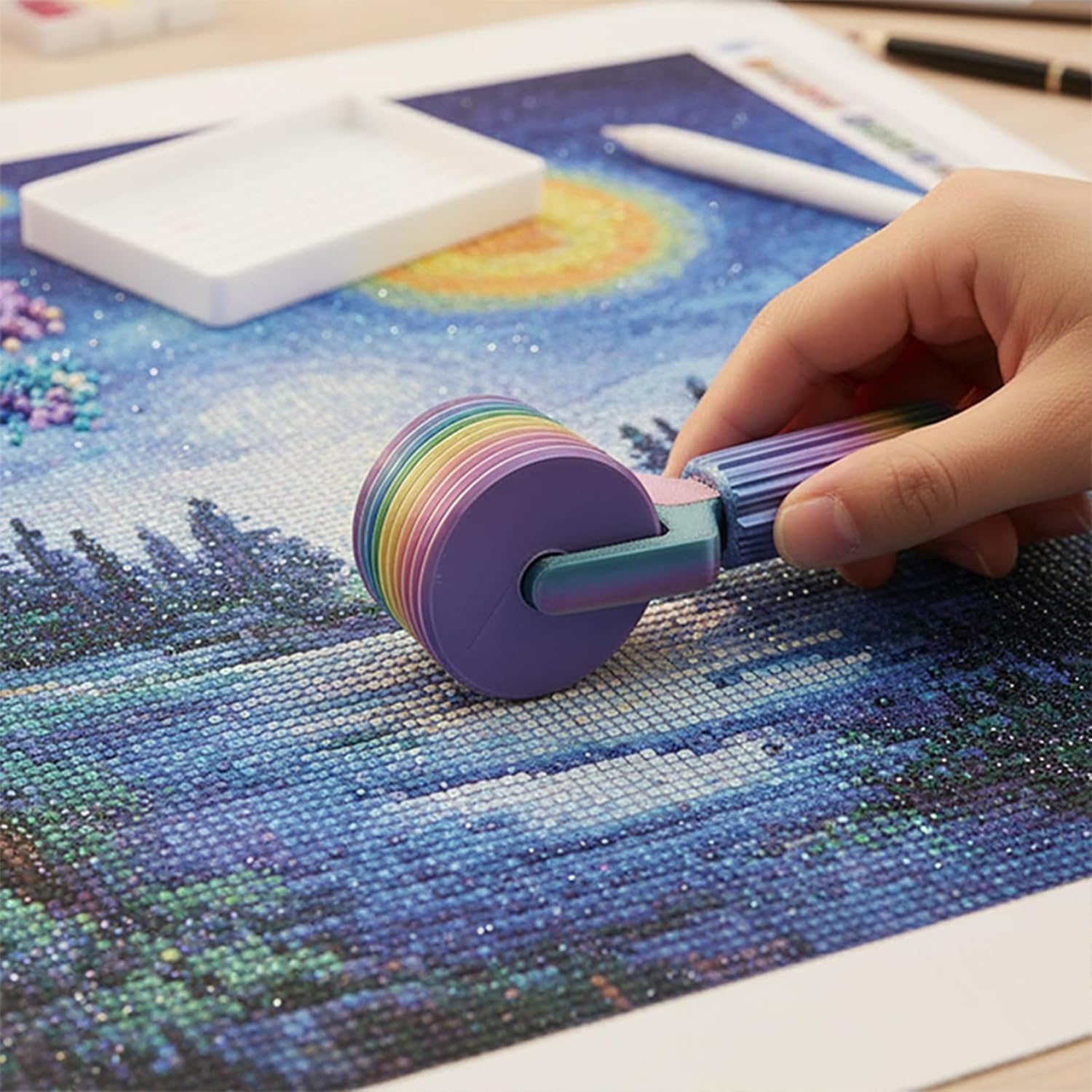 Rullo per pittura a diamante, confezione da 2 strumenti per lisciare gli strass, kit artistico 5D fai da te, accessori per progetti artigianali