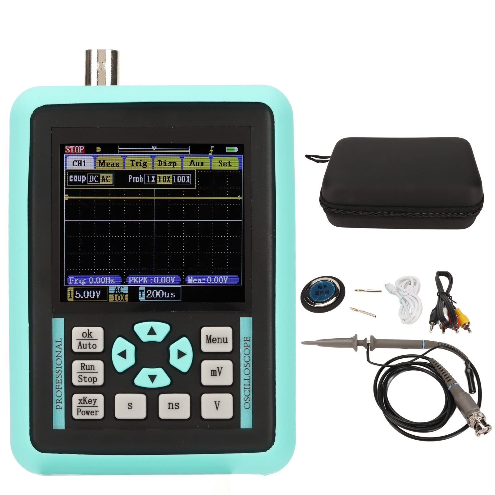 Oscilloscopio Digitale, Larghezza di Banda 120M Frequenza di Campionamento 500M Oscilloscopio Portatile a Canale Singolo, Kit Oscilloscopio Portatile a Quadrata Regolabile