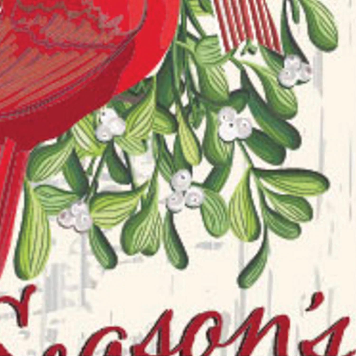 28 x 12.5 | Traditional Merry Christmas Everlasting Impressions Textile Décor Garden Flag (Mistletoe and Cardinal)