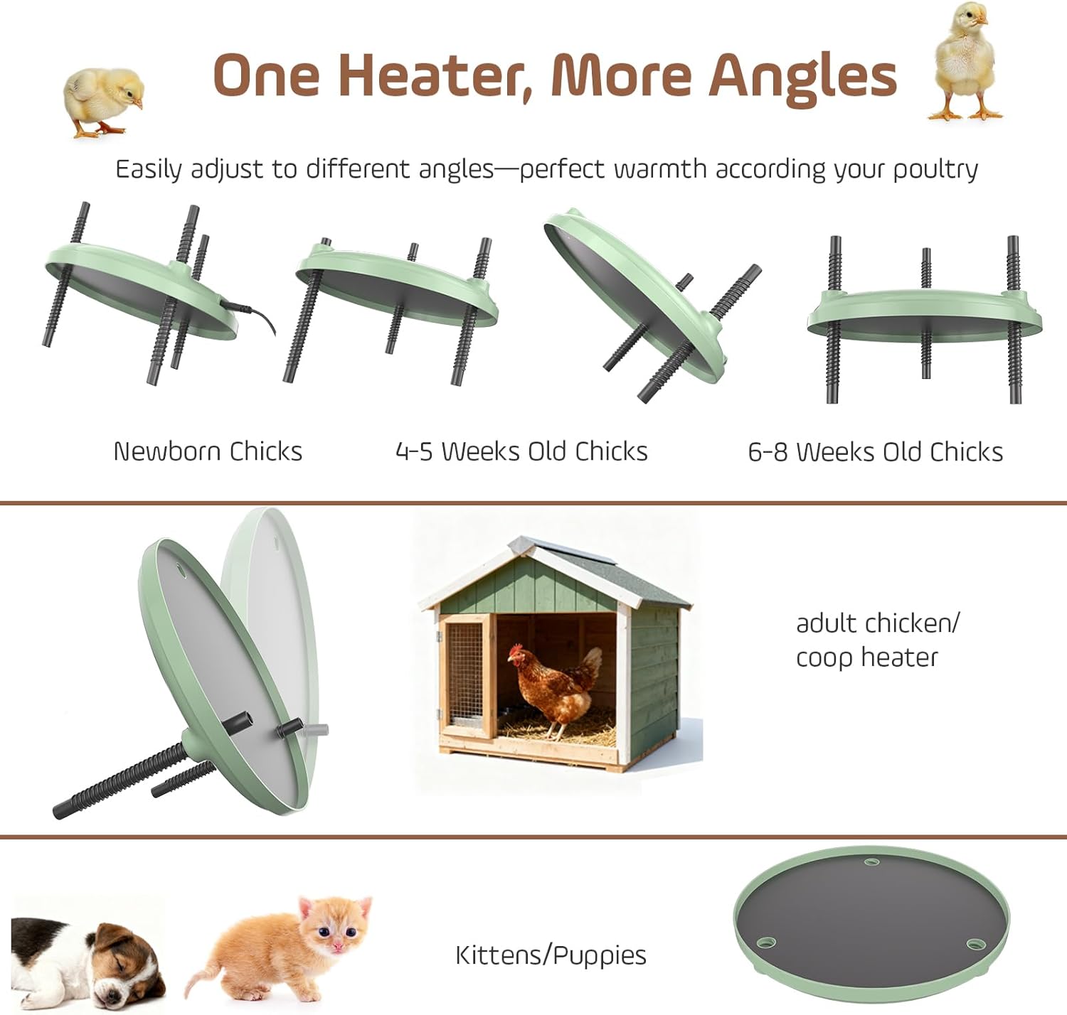 Brooder Plate for Chicks,12inch Metal Heating Plate,Perfectly Adjustable Height & Angle, 35W Chick Warmer for Brooding Newborn Chicken Duckling Quail,Chicken Coop Heater, Warming Puppy Cats