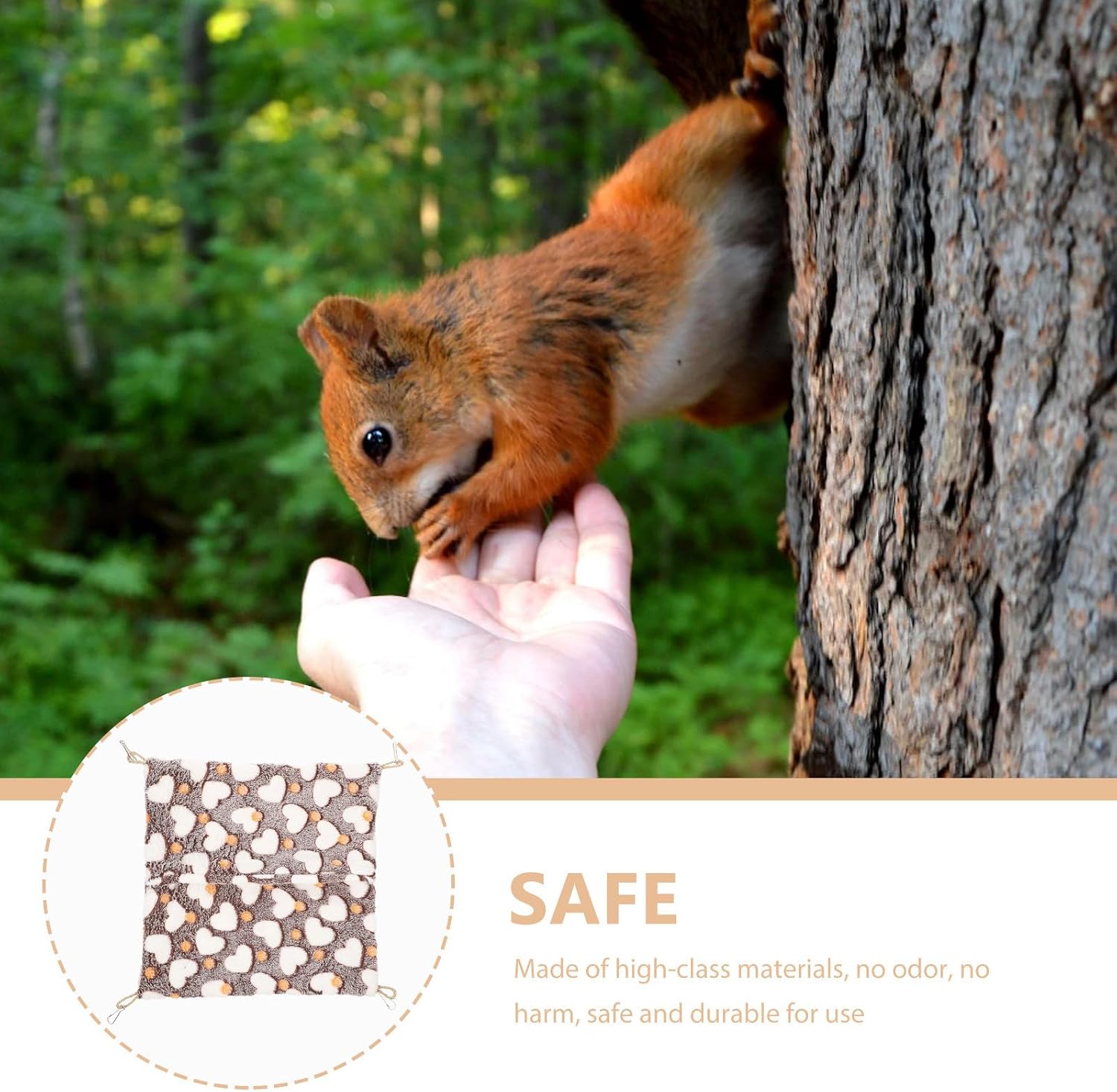 Hanging Double-Layer Pet Hamster Bed Warm Plush with Heart Pattern 32x34cm for Squirrels, Ferrets, and Small Animals