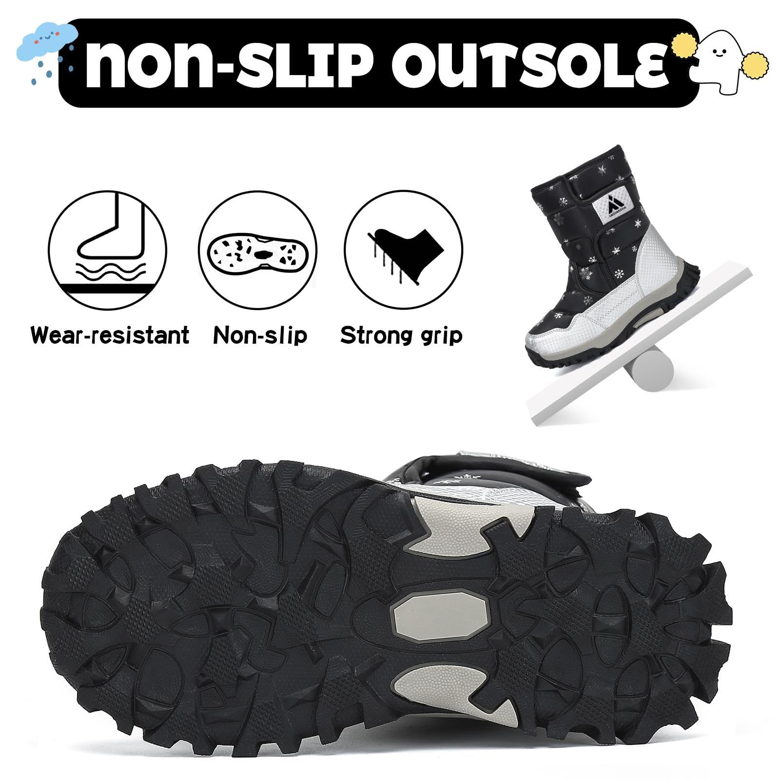 Mishansha Niños Botas de Nieve Niña Calentitas Forro Botines Invierno Antideslizante Comodas Bota Infantiles Nieve