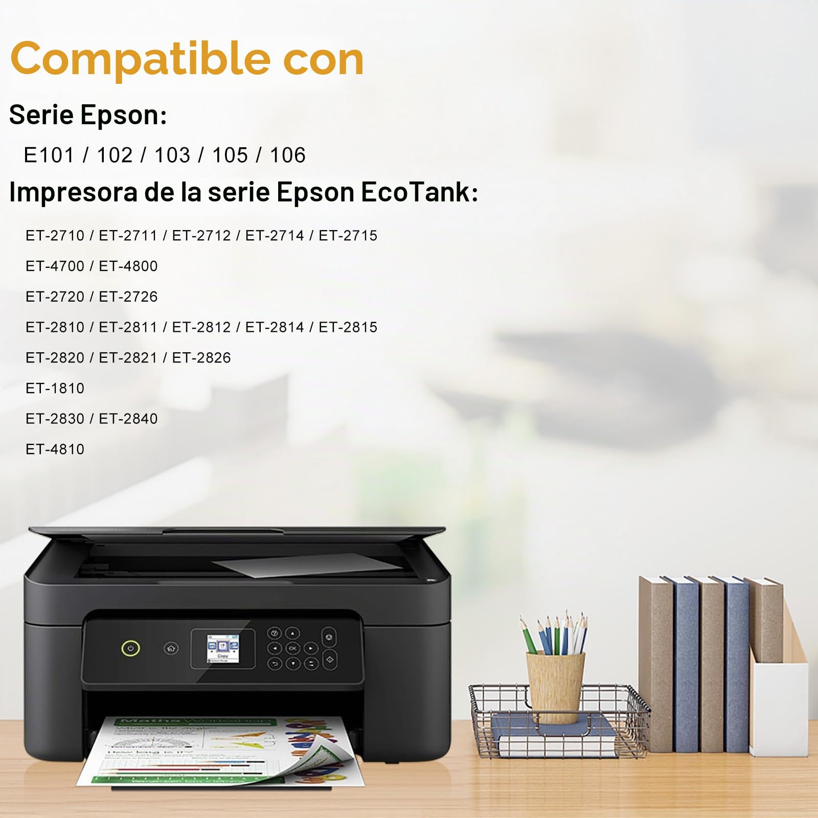 LeciRoba E-104 para Epson 104 103 102 Ecotank Multipack con ET-2710, ET-2711, ET-2712, ET-2714, ET-2715, ET-2720, ET-2721, ET-2726