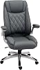 Vinsetto Executive Office Chair with Arms, PU Leather Ergonomic Office Chair with Tilt Function and Adjustable Height, Swivel Rolling for Home Office Working, Dark Grey