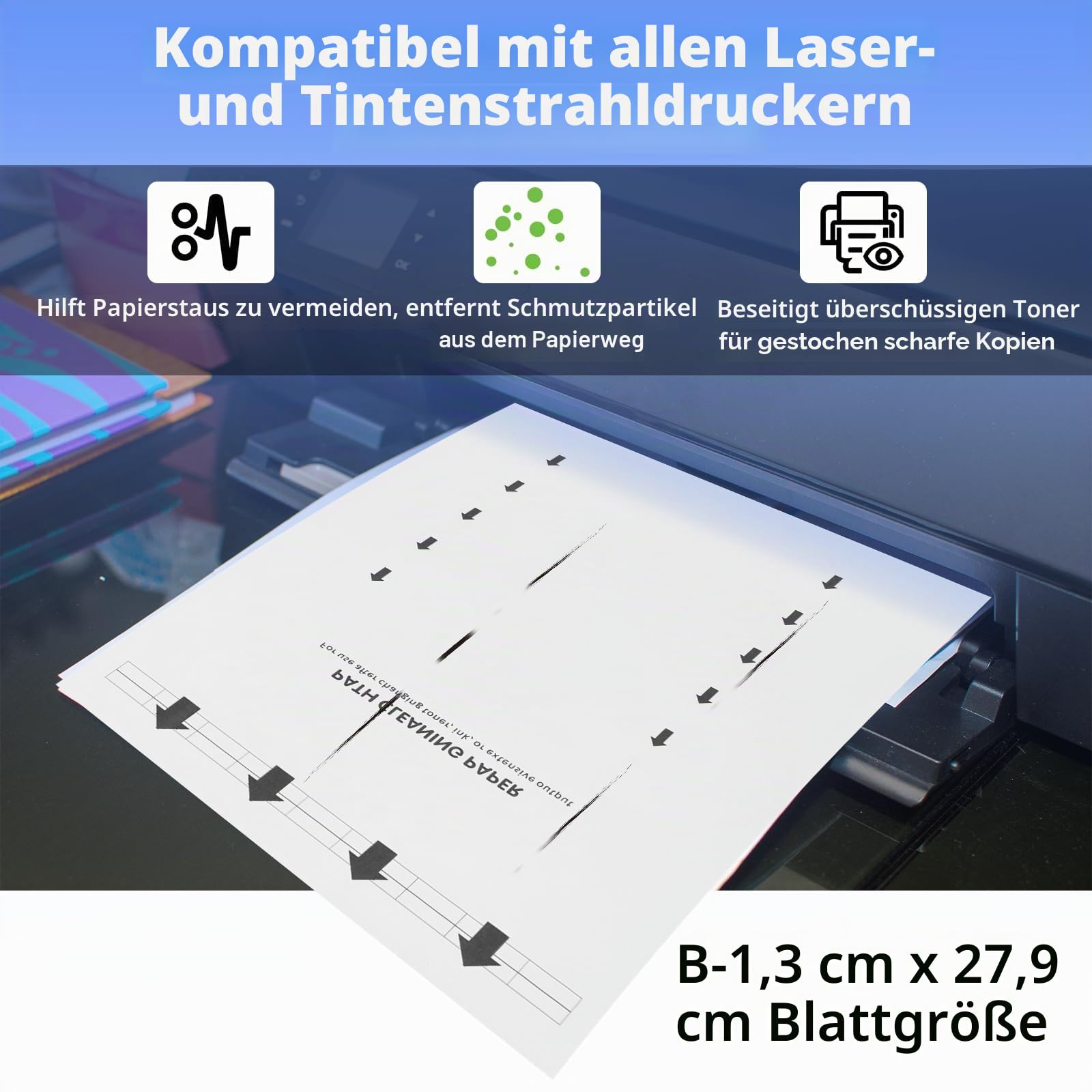 Drucker-Reinigungsblätter in Briefgröße, für Laser- und Tintenstrahlkopierer, Faxroller, 15 Stück