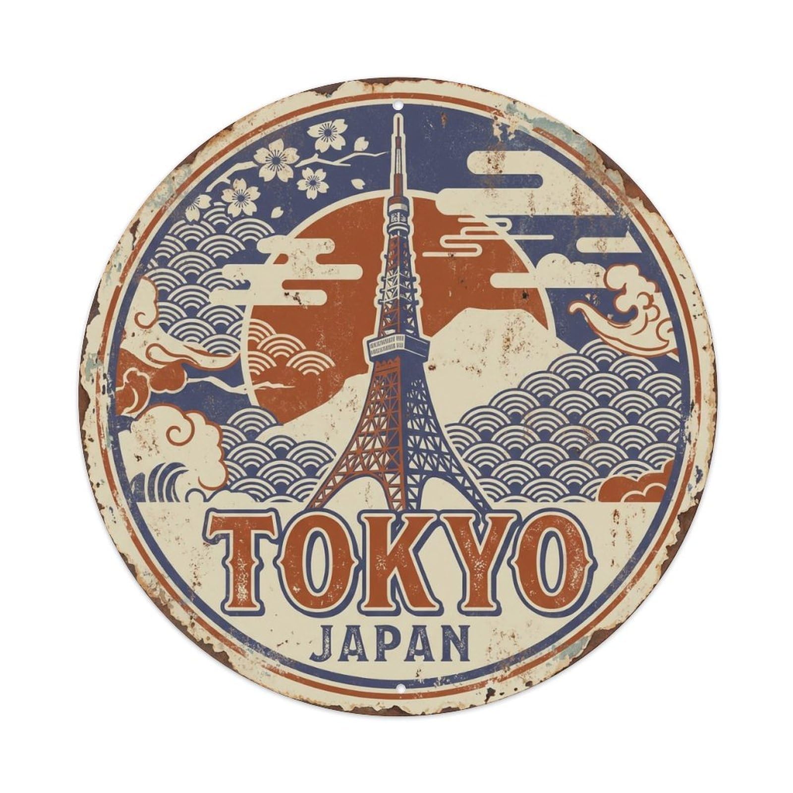 Vintage Travel Tokyo Japan Heritage Vintage Metal Tin Sign Plaque Wall Decor for Cafe, Club Bar, Office, Garden Metal Poster 8x8Inch