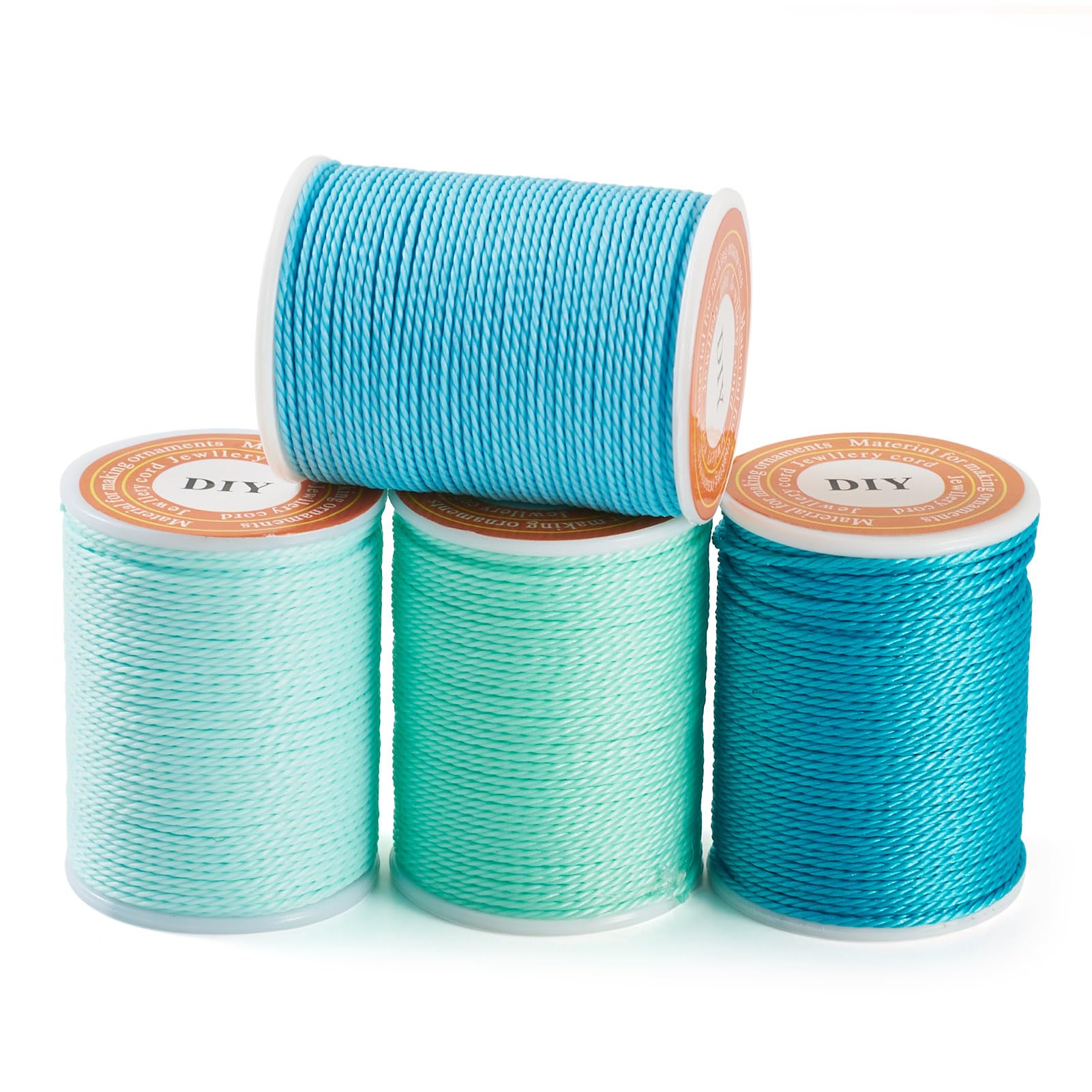 Craftora 4 Rolls Waxed Polyester Cords 1mm Waxed Thread Turquoise Blue Braided Beading String for DIY Friendship Bracelet Jewellery Making Macrame Crafts