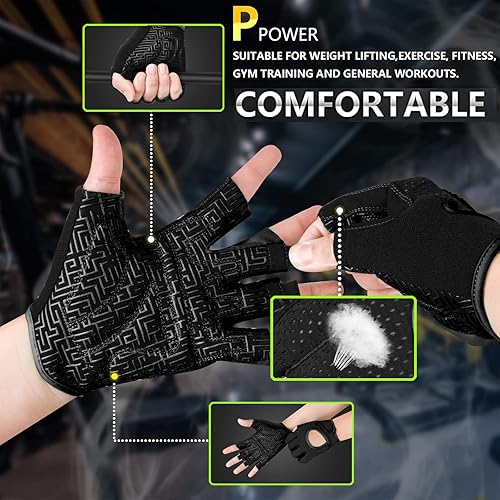 Miniatura 5 de MOREOK Workout Gloves for MenWomen- 34 Finger Curved Open Back Weight Lifting Gloves Gym Gloves for Weightlifting,Exercise,Training,Pull ups,Fitness