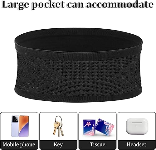 Miniatura 6 de Cangurera delgada para correr para hombres y mujeres, soporte para teléfono para correr, bolsa de cintura que absorbe la humedad, bolsa para