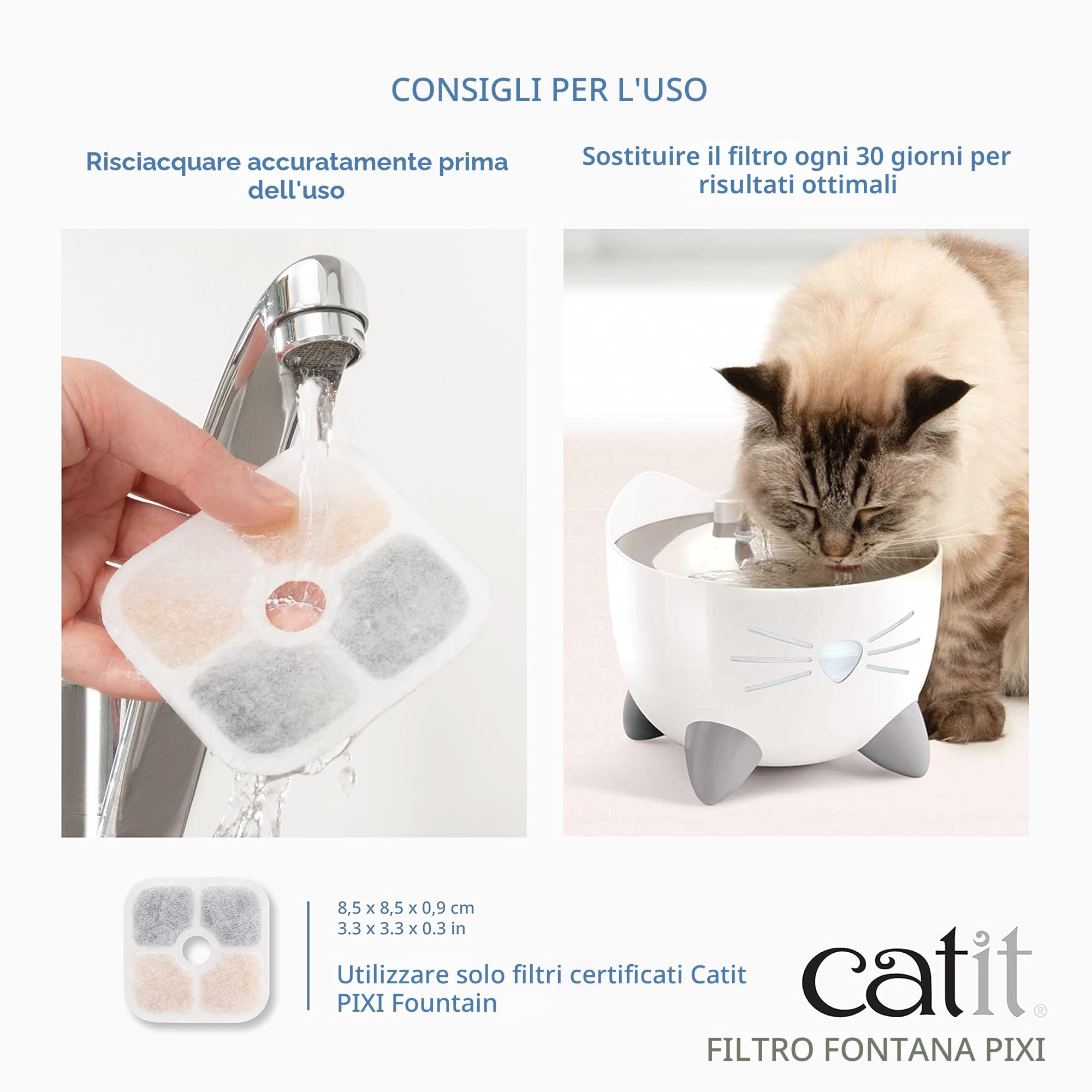 Catit Pixi - Filtro di ricambio per fontana Catit Pixi, confezione da 6