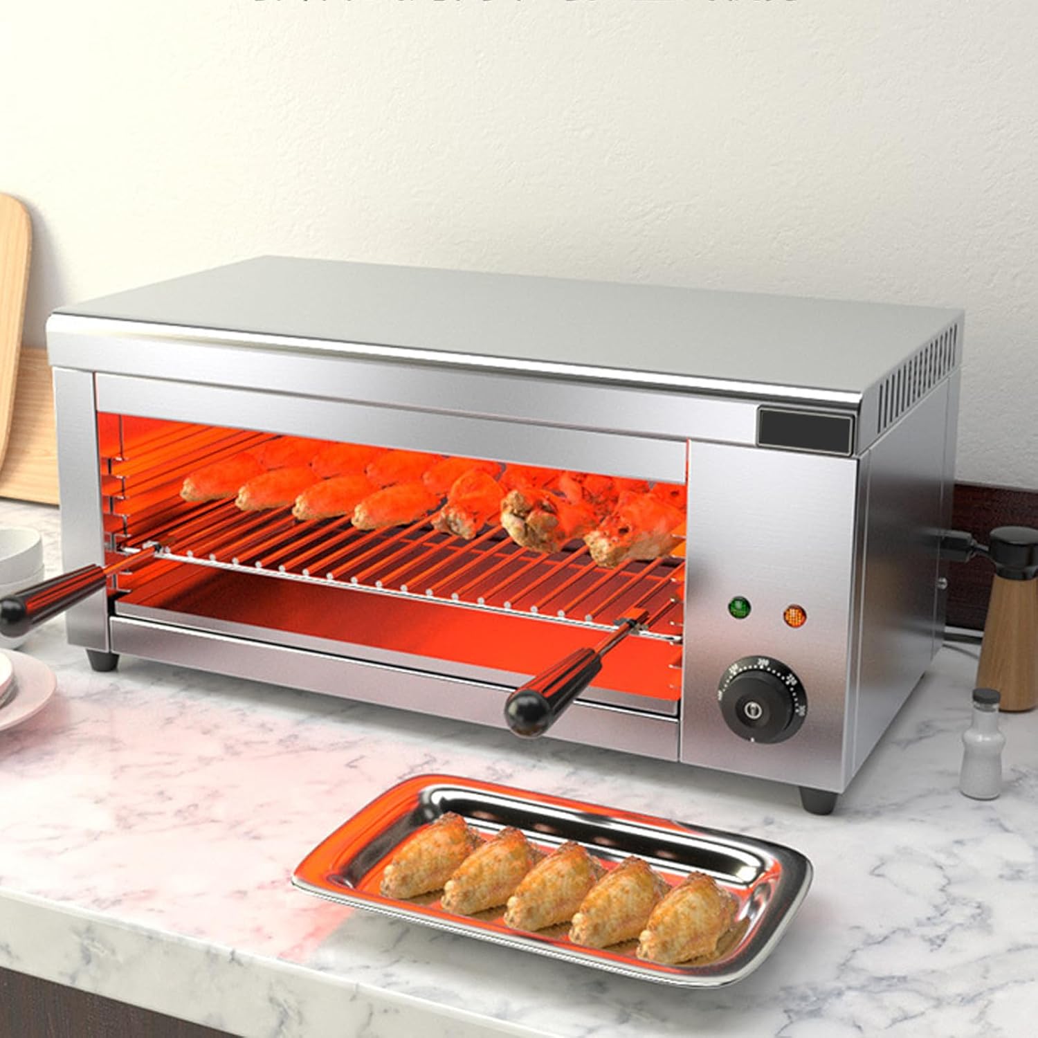 Electric Outdoor BBQ Grill 2000W, Iced Snack Oven, 50-300℃ & 4 Height, Removable Oil Tray & 2 Removable Tray, Kitchen Gadgets and Appliances, for Steak Meat