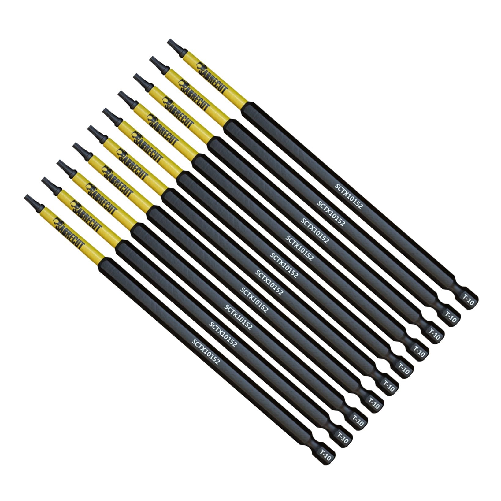 10 x SabreCut SCTX10152_10 152mm T10 TX10 Magnetic Impact Screwdriver Driver Bits Set Torx Heavy Duty - Image 2