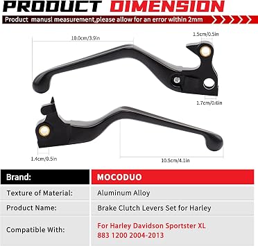 Brake Clutch Levers Hand Lever Fits for Harley Sportster XL 883 1200 Control Hand Lever Replacement Parts 2004-2013 Black