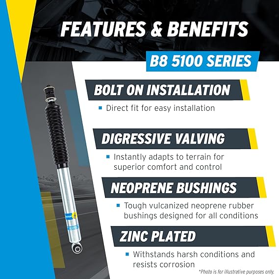 Bilstein Pair of Rear B8 5100 Series Shocks Compatible with 2007-2021 Tundra with 0-1 Rear Lift | Easy Installation | Smooth Performance | Built to Last