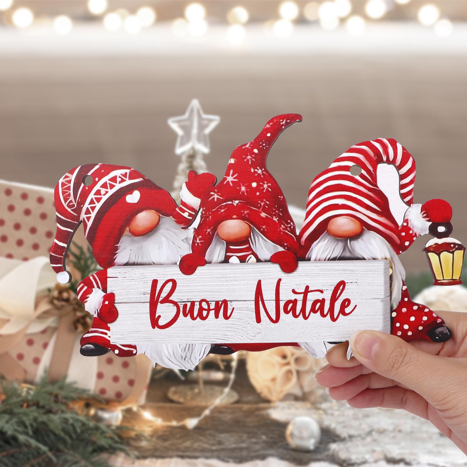 Decorazione Porta Natale Legno, Targa in legno di Natalizio da