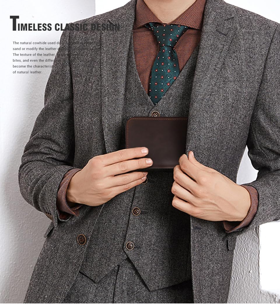 Cowhide Clutch Wallet for Men Women - RFID Blocking with Multiple Slots & Zipper Pockets for Travel & Business