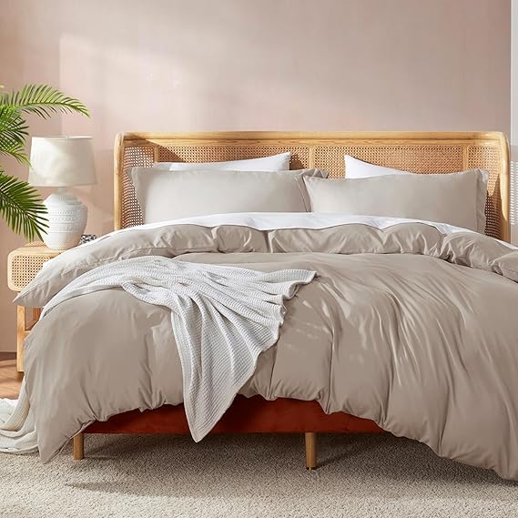 Nestl Linen Duvet Cover Queen Size - Soft Double Brushed Queen Duvet Cover Set, 3 Piece, with Button Closure, 1 Duvet Cover 90x90 inches and 2 Pillow Shams