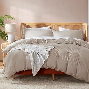 Nestl Linen Duvet Cover Queen Size - Soft Double Brushed Queen Duvet Cover Set, 3 Piece, with Button Closure, 1 Duvet Cover 90x90 inches and 2 Pillow Shams