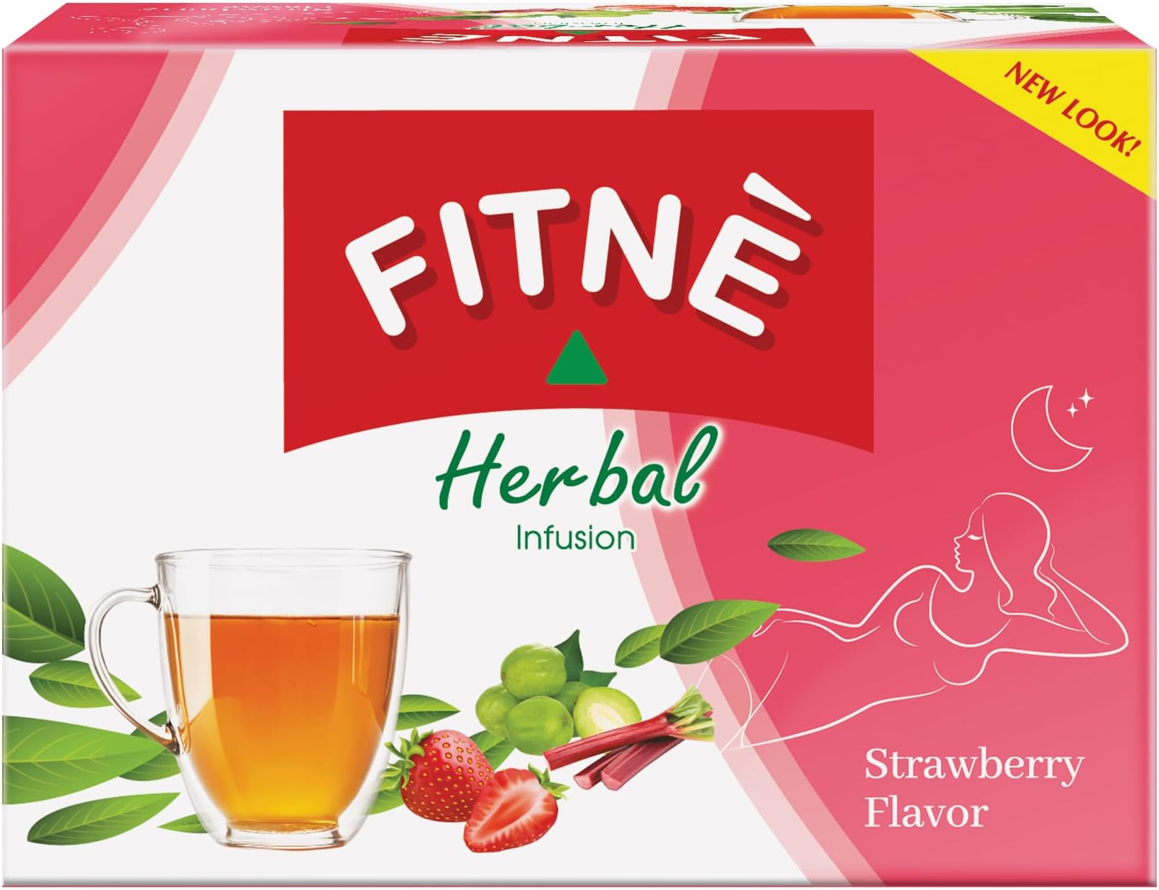 FITNE Strawberry Herbal Detox Tea Fruity Myrobalan Rhubard Senna Infusion Cleansing High Antioxidant No Calories Stevia Sweetener, 12 Tea Bags