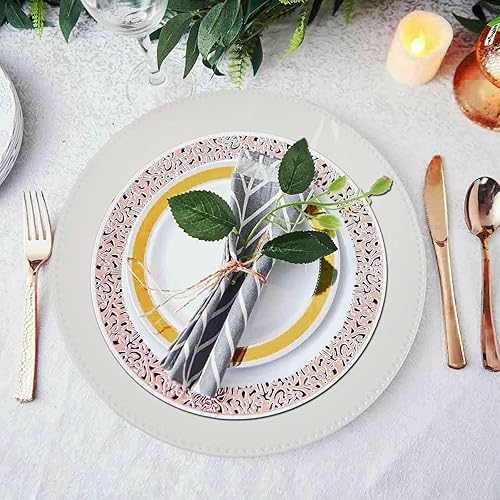 Vista 31 de Efavormart - 6 platos de carga redondos con cuentas negras de 13 pulgadas para decoración de mesa, vacaciones, boda, catering, decoración de eventos