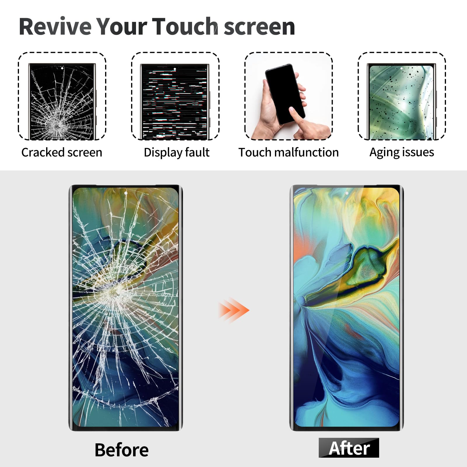 OLED for Google Pixel 6 Pro Screen Replacement 5g for Google Pixel 6 Pro Display Digitizer for Pixel 6 Pro G8VOU LCD Touch Screen Assembly with Frame GLUOG GF5KQ Black (with Fingerprint Function)