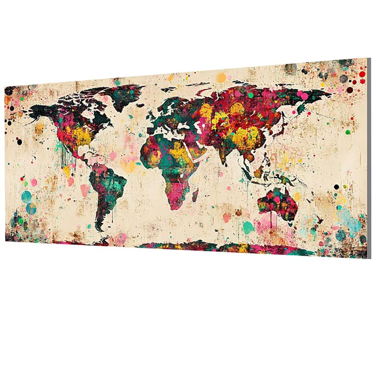 Mappa Del Mondo Dipingere con i Numeri Adulti, Paint by Numbers Mappa, Fai-da-Te Hobby Creativi Adulti Dipingere con i Numeri per Decora la Casa, Regalo Donna 60x120cm Senza Cornice, Model-0313