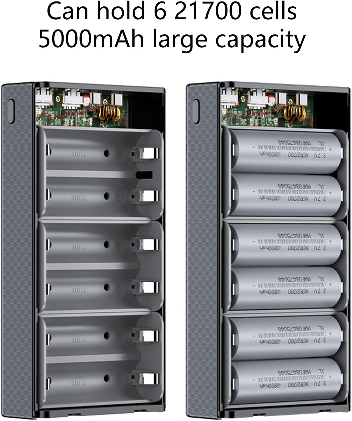 QMQJIA Battery Pack Case with PD100 Fast Charging Capability for 6pc 21700 Battery Holder Enhances Power Supply Outer Shell