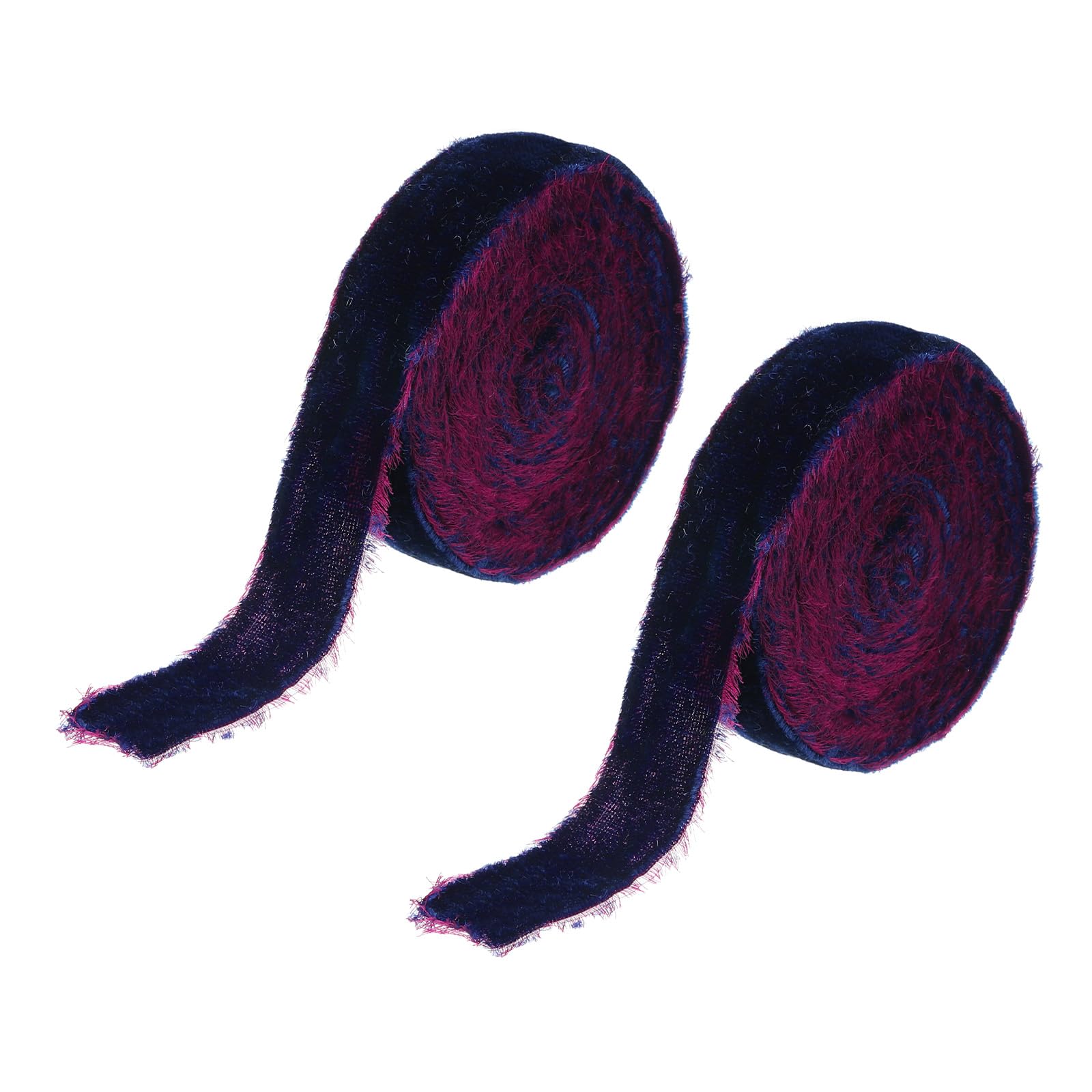 PATIKIL 1 Inch Velvet Ribbon, 2 Roll Total 6 Yard Velvet Frayed Fringe Ribbon for Gift Wrapping Flower Bouquet Wedding Invitations, Dark Purple