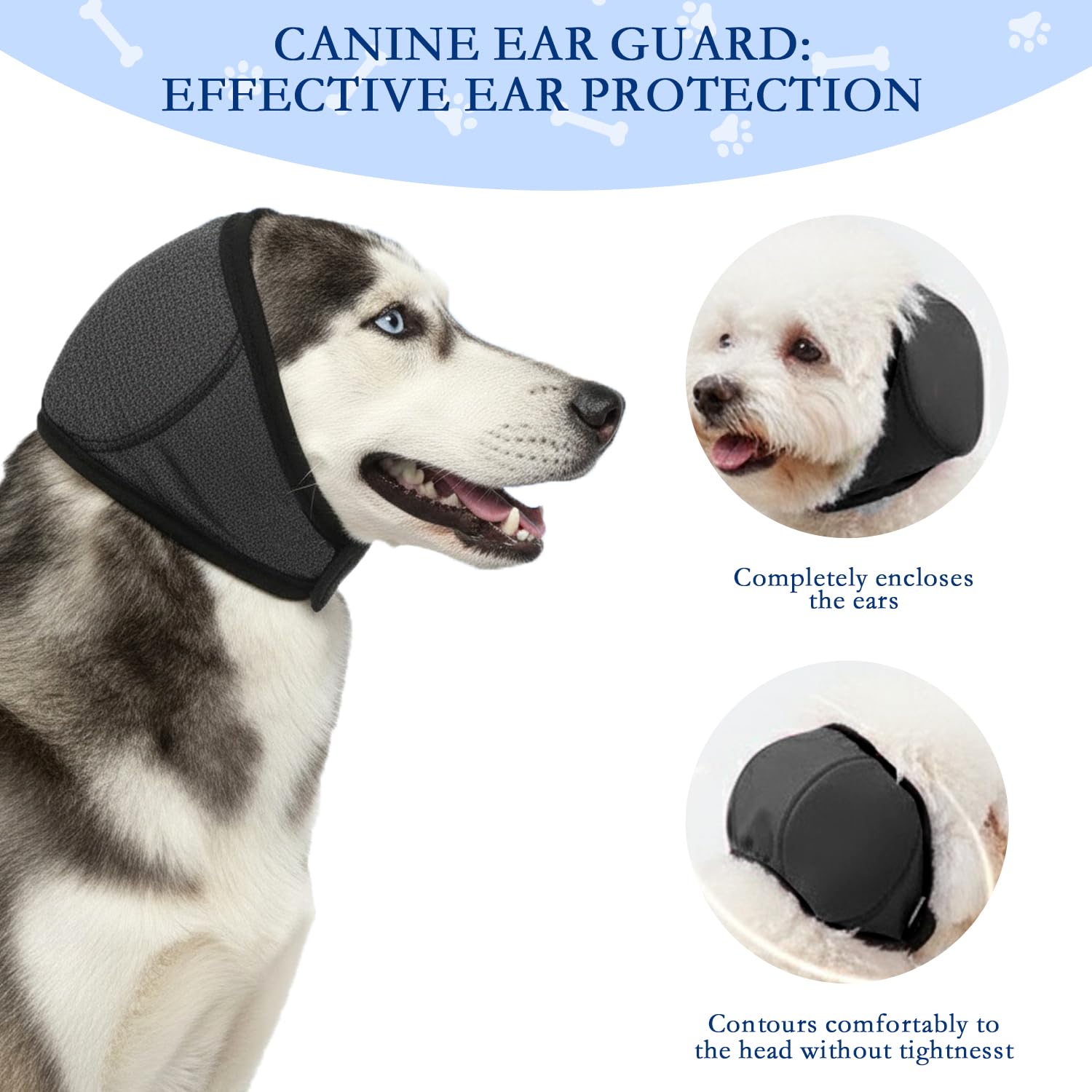 Protectores de Oídos y Orejeras para Perros, Cancelación de Ruido y Protección Auditiva Ajustable Calma para Perros Pequeños y Medianos, Aseo, Baño, Fuegos Artificiales, Truenos (Gris-L)