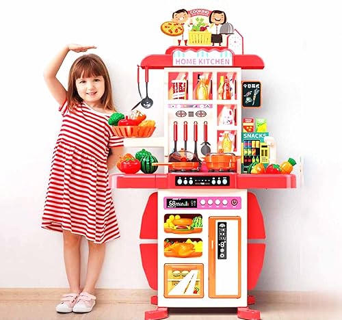 Juego de cocina para niños con sonidos y luces reales, juguetes de cocina para niños de 4 a 8 años, 54 piezas, juegos de juguetes de simulación,