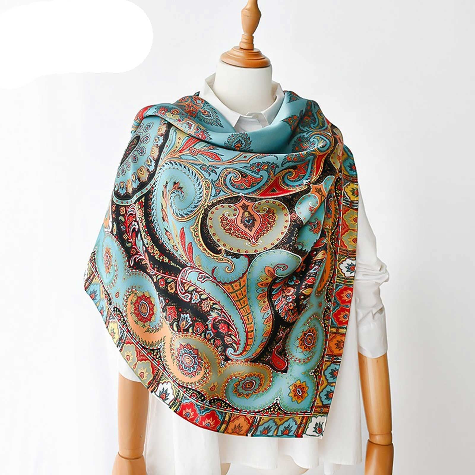 Sciarpa Di Seta Yuson Girl Con Stampa Stelle - Foulard Elegante 180x70 Cm | Protezione Solare E Accessorio