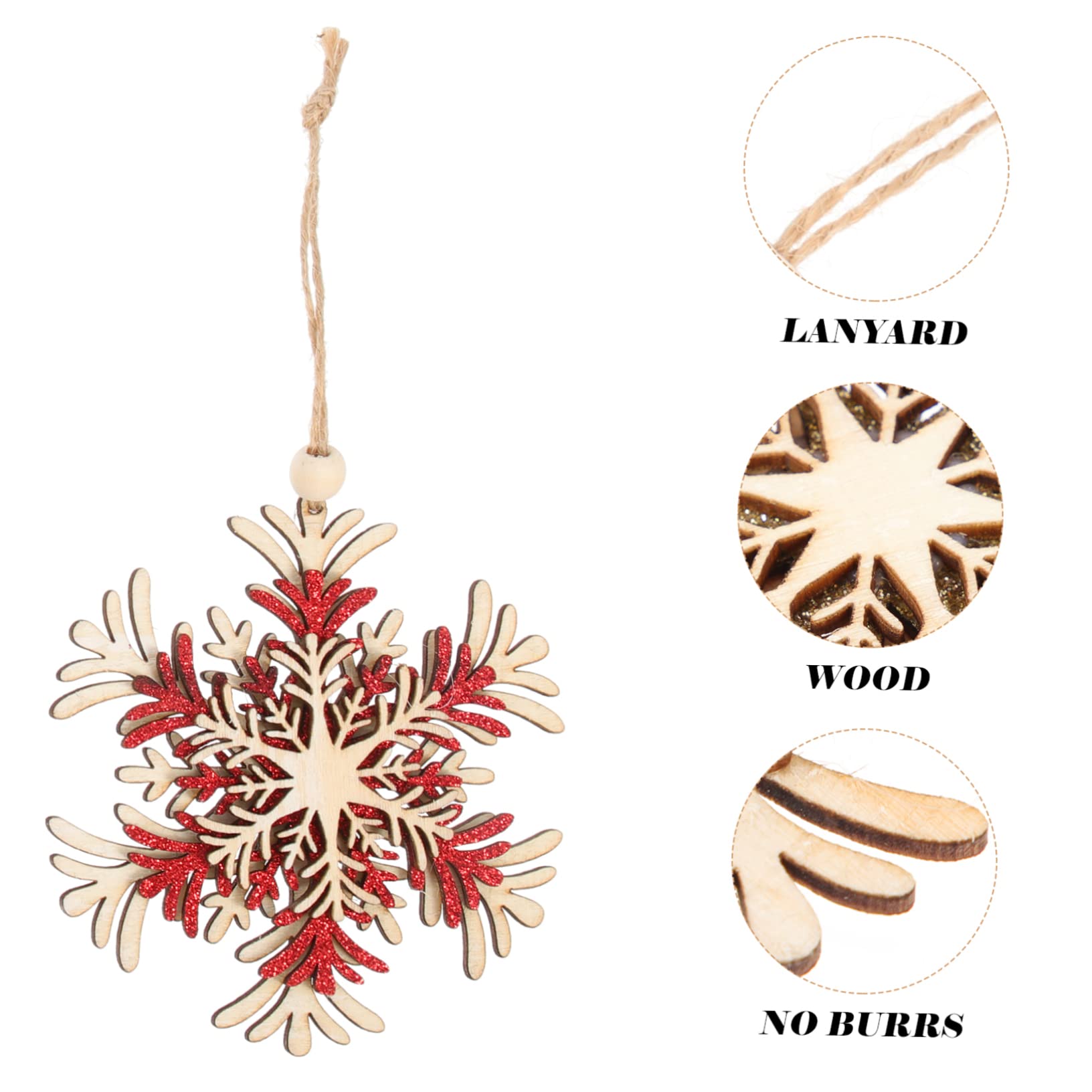 CLMJHG FCXDMY 30 pièces Ornements d'arbre de Noël Pendentifs Flocon de Neige de Noël décorations en Bois pour Suspendre Noël