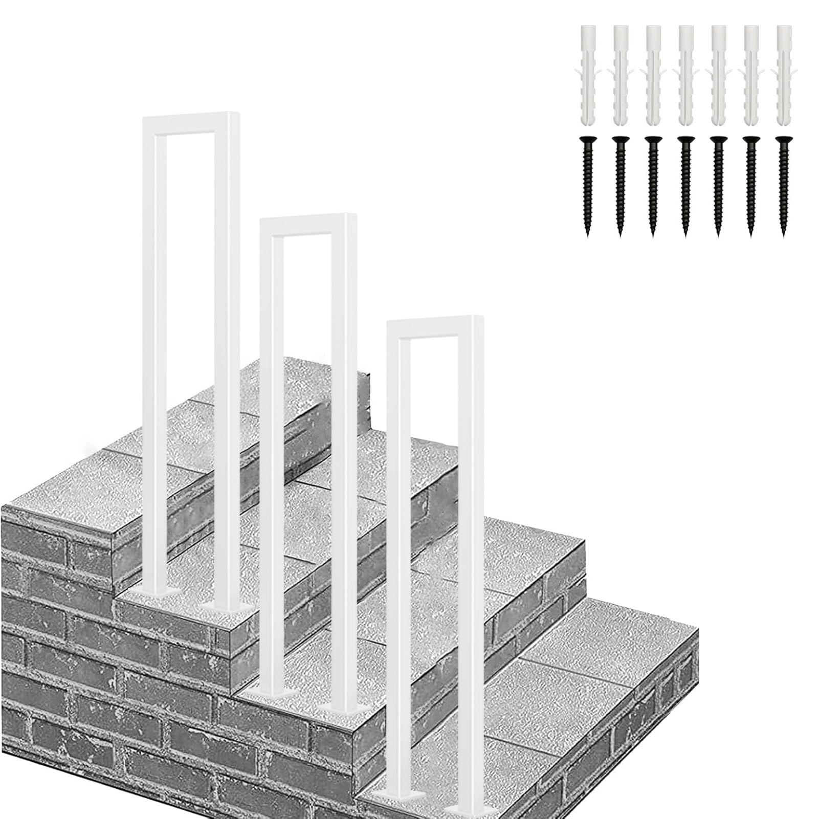 Przejściowa metalowa balustrada schodowa do schodów zewnętrznych zestaw poręczy w kształcie litery U na 1-stopniową werandę, taras, ogród, balkon, 50 cm, trwałe i stylowe rozwiązanie